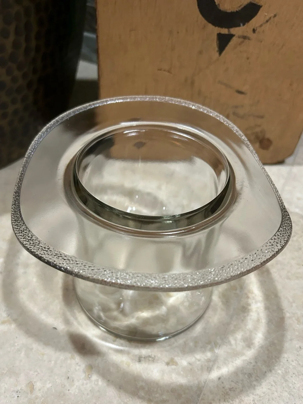 vintage Blenko Clear Glass Too Hat Vase